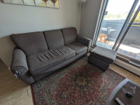 Dark Grey 3 Seat Couch with Ottoman
