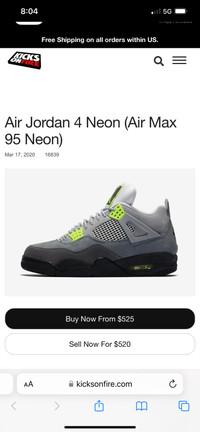 Jordan 4’s neon green 95 