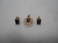 Purple Stone Pendant And Earring Set