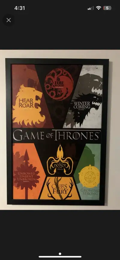 Game of Thrones Cadre en Bois 24x36, View more