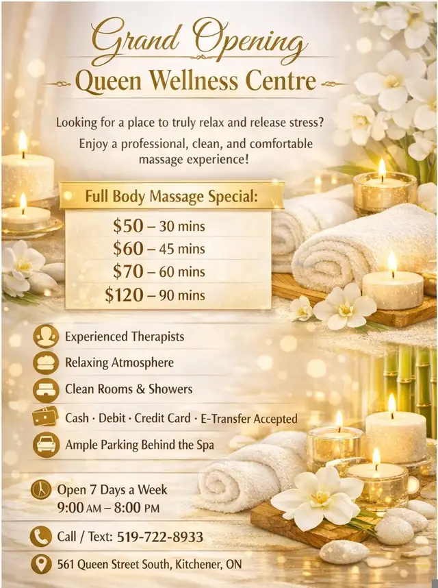 Grand Opening Queen Wellness Massage Centre
