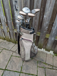 Golf clubs ladies RH graphite shafts.Full set including cart bag