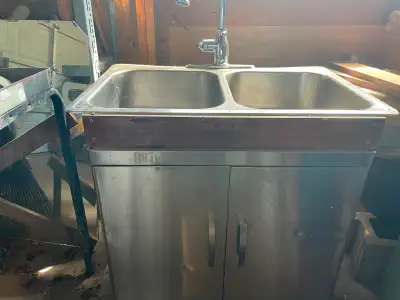 Cabinet on wheels with double stainless steel sink, perfect for, View more
