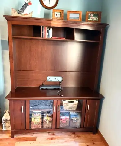 TV entertainment unit, Smitty's solid hardwood, great condition, View more