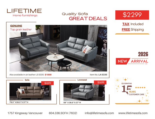 Genuine Real Leather Sofa and Loveseat with Adjustable Headrests in Couches & Futons in Vancouver - Image 10