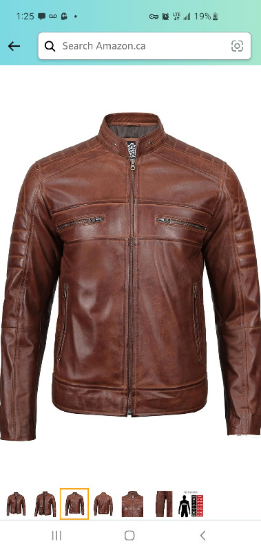 Decrum Leather Jackets Men - Real Lambskin Classic Cafe Racer in Men's in City of Toronto - Image 2