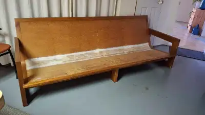 This is a couch base hand-crafted in Mid Century Modern style with teak veneer. The white paint/putt...