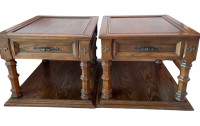 Set of 2 vintage oversized solid wood side tables / night stands