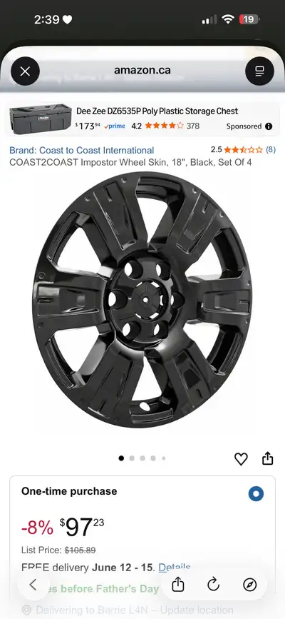 Refresh your vehicle's appearance with this set of 4 black 18-inch COAST2COAST Impostor wheel skins....