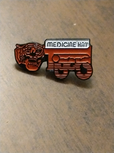 Beautiful WHL medicine hat tigers mid-1980s lapel pin, View more