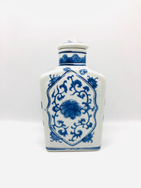 Vintage Blue and white Ceramic lidded jar, Cannister