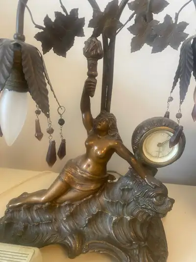 Antique cast bronze lamp 1910s works perfect, View more