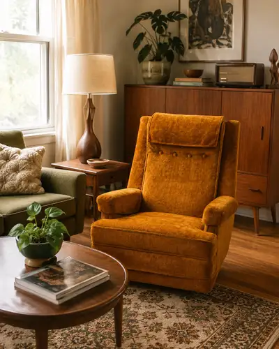 MCM Orange vintage reclining rocking chair, View more
