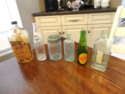 Selling 6 Vintage + Antique Bottles of various styles each priced below: A) One Vintage 1950's (?) R...
