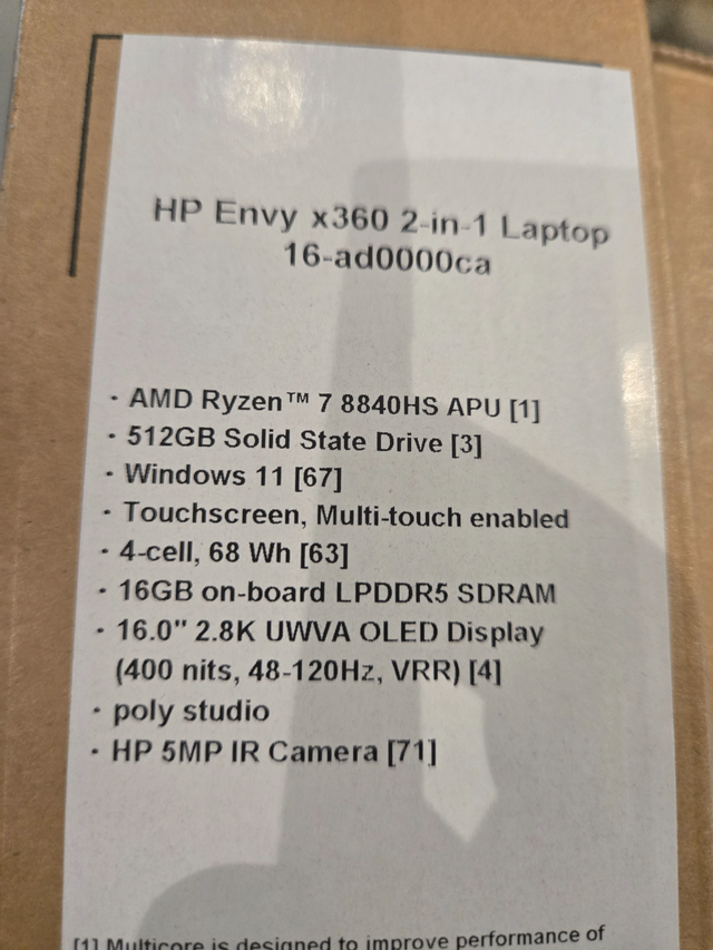 HP Envy 16 x360 Touchscreen Laptop Ryzen 7 16GB/512GB SSD in Laptops in City of Toronto - Image 5