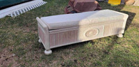Rare vintage Rattan bench storage