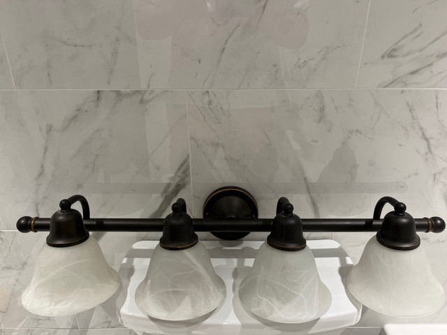 Bathroom vanity light - 4 bulb- oil rubbed bronze finish in Indoor Lighting & Fans in Kitchener / Waterloo