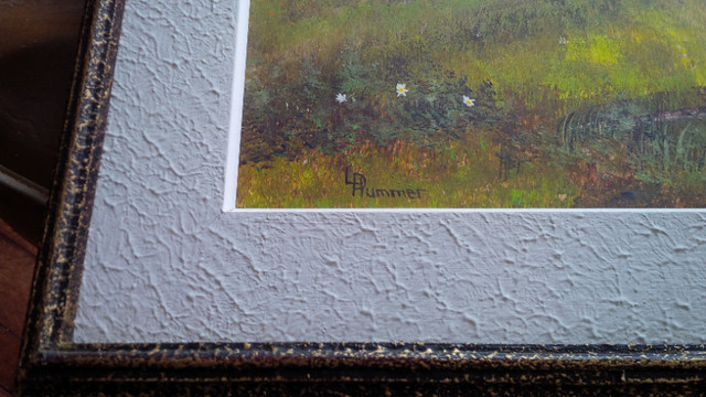 Original Oil Painting by L. Plummer or LP Hummer, Framed, Matted in Arts & Collectibles in Stratford - Image 3