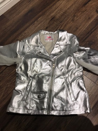 Girls silver leather jacket