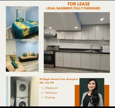Welcome to the gorgeous legal basement with 2 Bedrooms & private laundry available for lease! Fully...