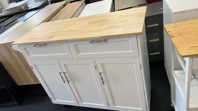 Brand new assembled Rolling Kitchen Island, Kitchen Cart on Wheels with 2 Storage Drawers, 3 Door Ca...