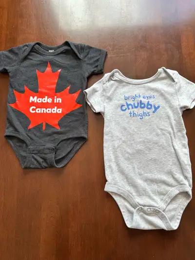12 month Boy’s onesies’s diaper shirts - $2 for all - Joe, rabbit skins. See other ads. Pick up in R...