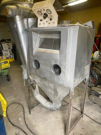 Sand blaster cabinet with dust collection system