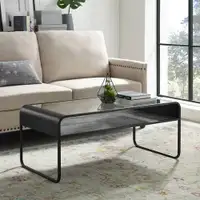 42 Inch Modern Reversible Shelf Curved Metal Coffee Table