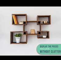 Rustic Wall Mounted Square Shaped Floating Shelves – Set of 5 Sq