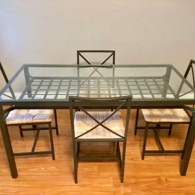 Glass Dining Table with 4 Chairs, View more