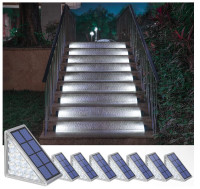 Solar Step Lights, 8 Pack Outdoor Stair Lights Cool White Triang