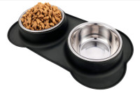 Dog Food Bowls Stainless Steel Dog Food and Water Bowl Set,12oz