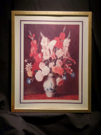 Red Flowers artwork print framed