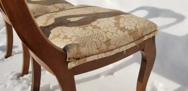 Trio Victorian walnut dining chairs spring seats new upholstery in Chairs & Recliners in Ottawa - Image 9