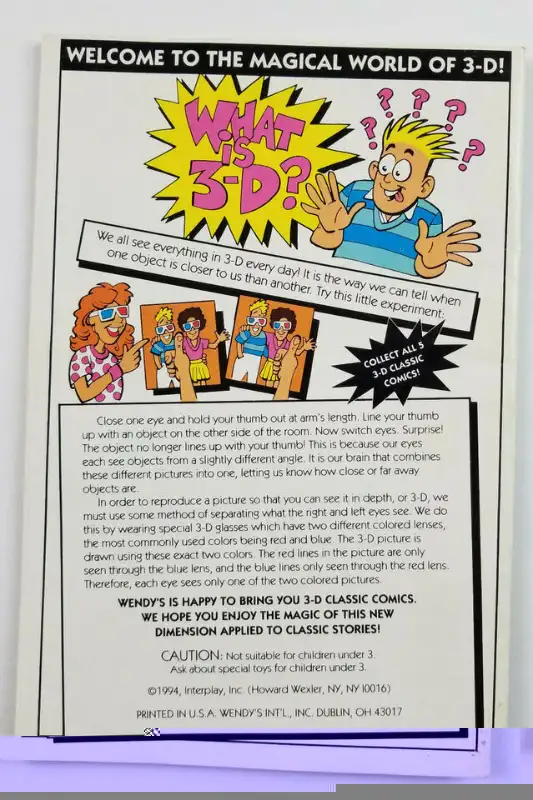 Vintage: '1994 3D Classics Comics' Wendy's63234779691651129
