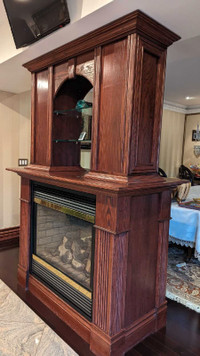 Gas fireplace - insert & oak trim