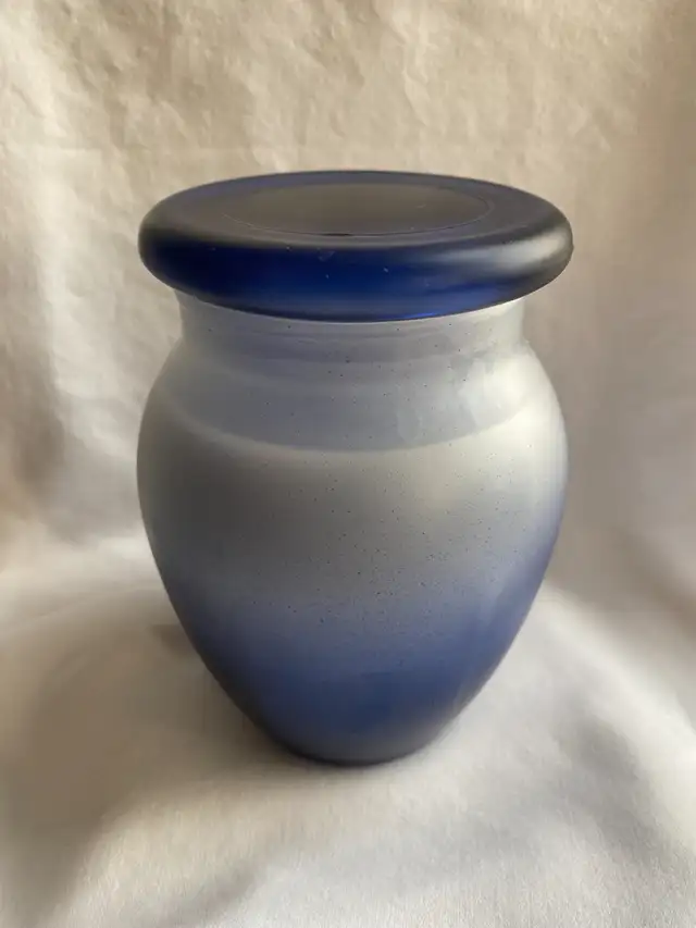 NEW - Candle in Elegant Blue Vessel, Scent Bayside