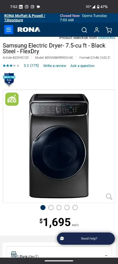 samsung dryer , View more