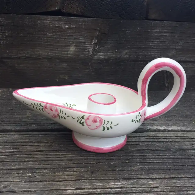 Vintage Portuguese Vestal Pottery Chamberstick (EUC)62854393825155121