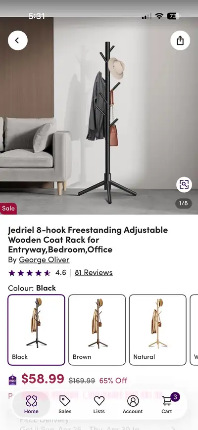 Beand New wooden coat rack, View more