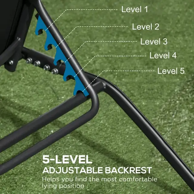 Lounge Chair with Wheels, 5-Level Adjustable Backrest for Garde in Patio & Garden Furniture in Markham / York Region - Image 4