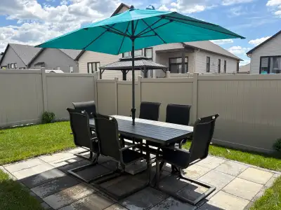 Outdoor Patio Dining Set with 6 Chairs and Umbrella, View more