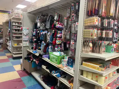 High-quality Lozier shelving units and various store fixtures including thousands of pegboard hooks...