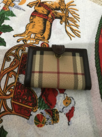 Vintage Check and Leather Small Folding Wallet ( BURBERRY )