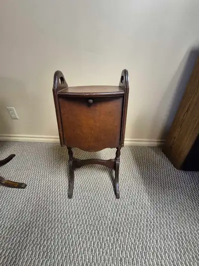 Antique wooden smoking stand with humidor cabinet , View more