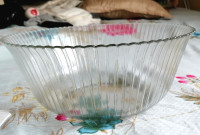 Vintage arcoroc France ribbed glass mixing bowl