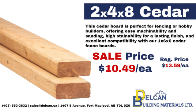 SALE!  2x4x8 Cedar Boards in Decks & Fences in Lethbridge
