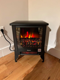 Compact Electric Fireplace Heater, Freestanding Stove Heater wit