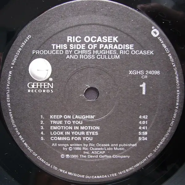 This Side of Paradise 1986 LP record album Ric Ocasek (of Cars) in CDs, DVDs & Blu-ray in Markham / York Region - Image 5
