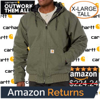 NEW * Carhartt Men's Insulated Washed Active Jacket, XL TALL